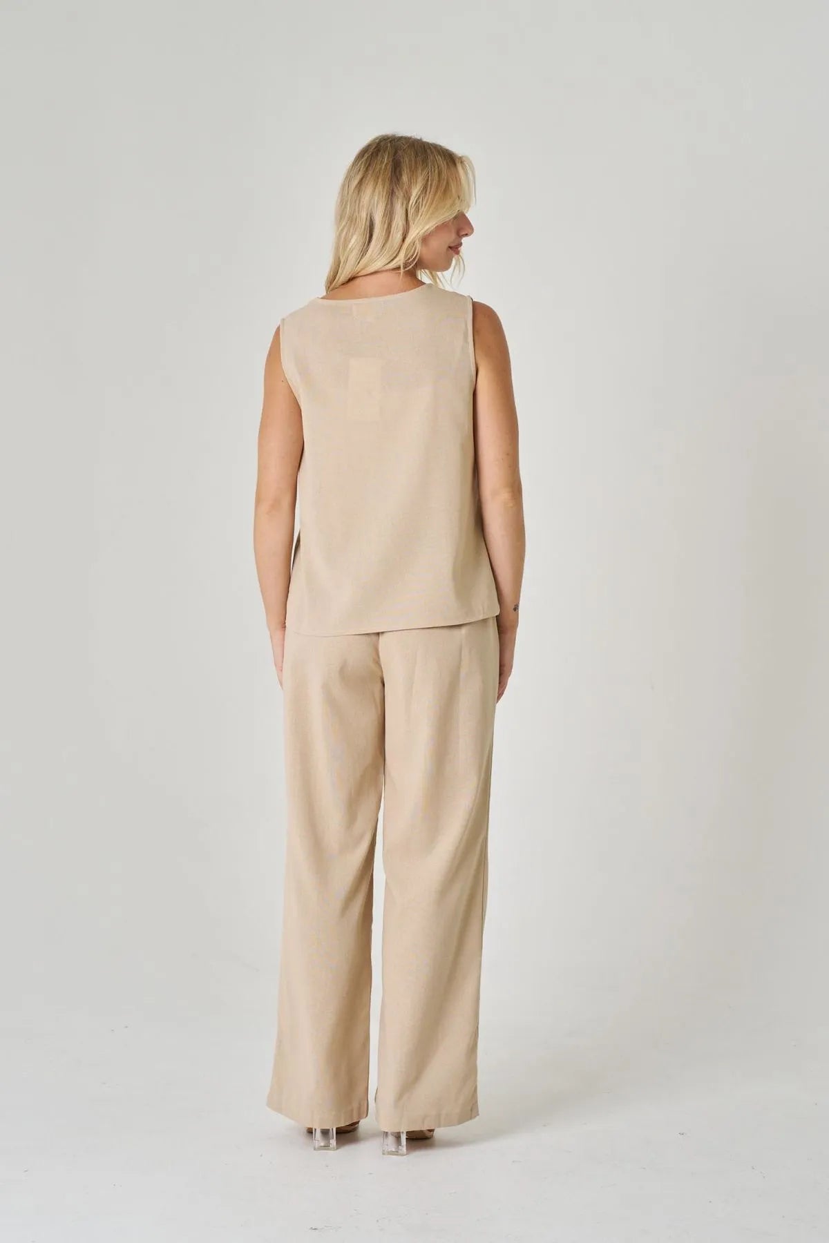 Luntian Button Up Vest & Pants Coordinate Set