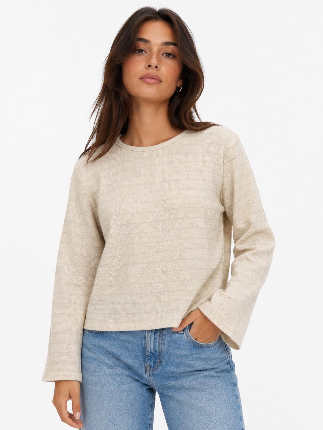 Stretch Knit L/S Ikat Top