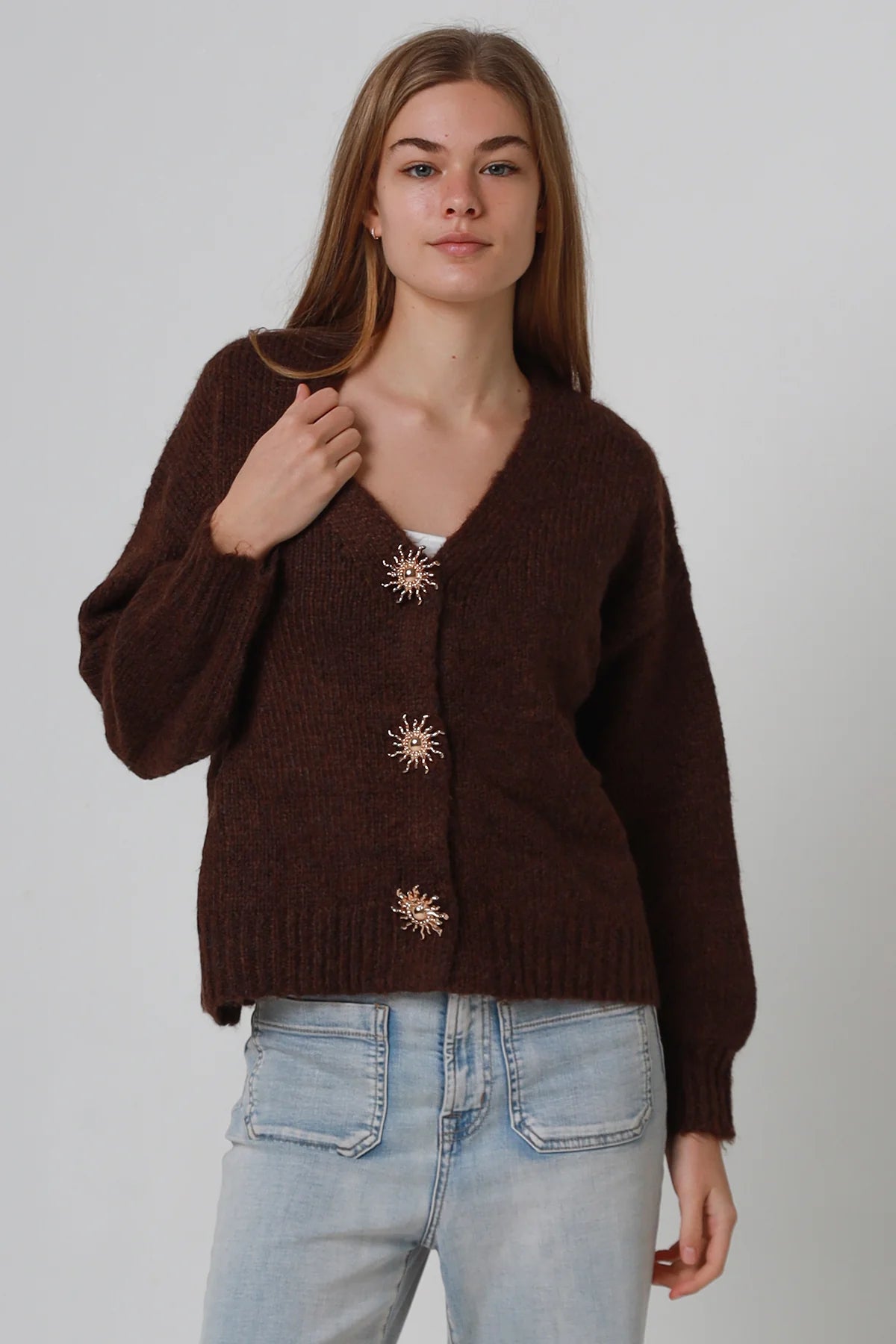 Golden Sun Knit V-neck Cardigan