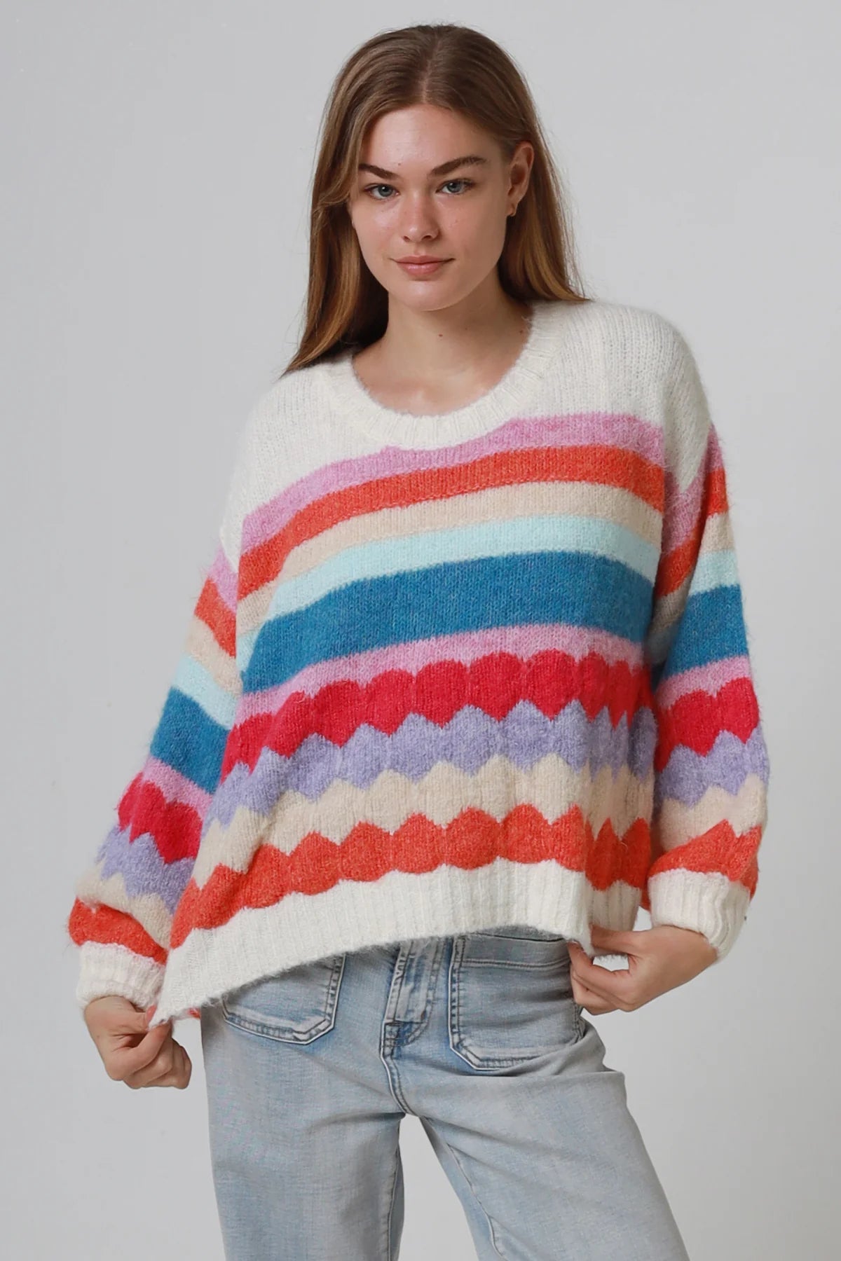 Lottie Puff Sleeve Round Neck Jumper