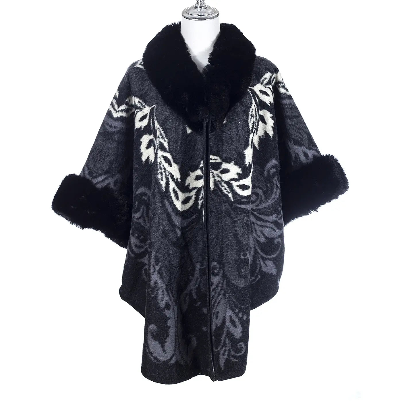 Luna Fur Trim Poncho