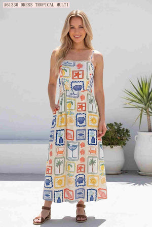 Seascape Strappy Midi Dress