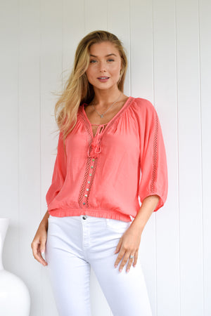 MICHI BUTTON TOP - LACE DETAIL