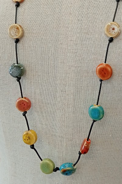 Ceramic Glazed Circles Necklac
