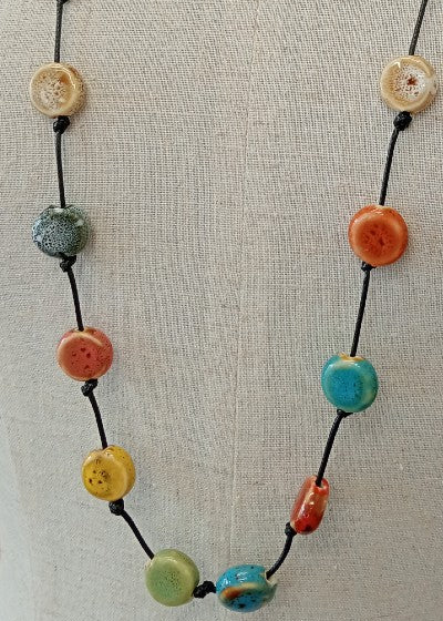 Ceramic Glazed Circles Necklac