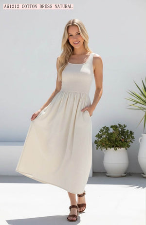 Mimi Shirred Cotton Maxi Dress