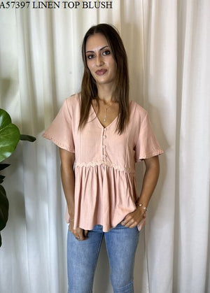 🌟SALE - Helena Baby Doll Top with Ric Rac Trim