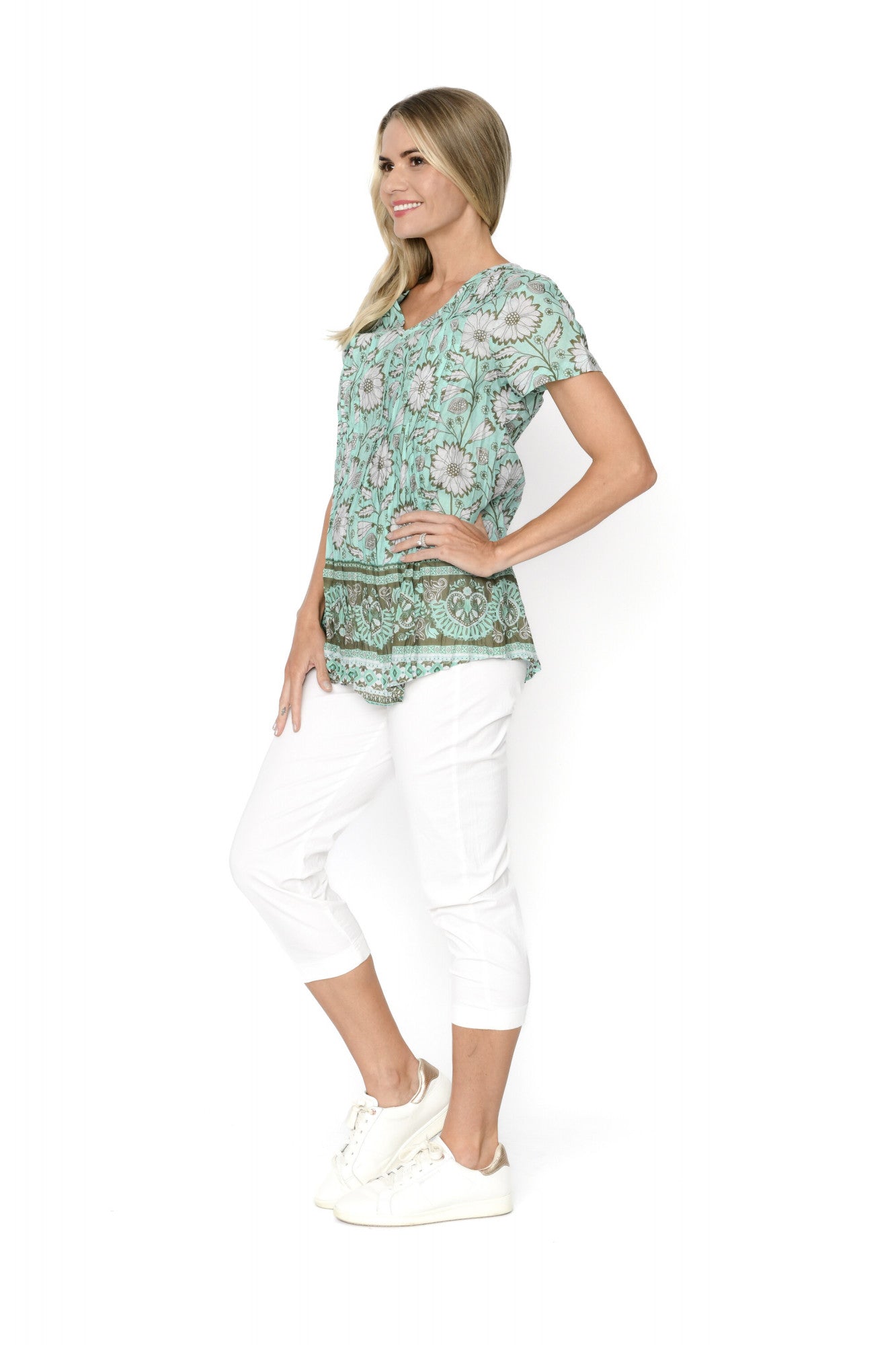 Kayla Cotton Blouse Short Sleeve - Flower 4