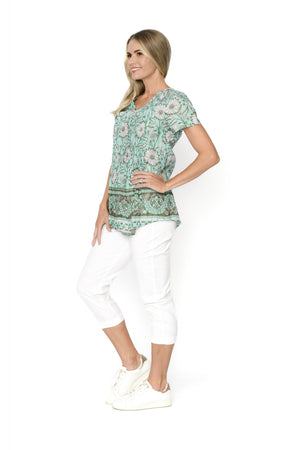 Kayla Cotton Blouse Short Sleeve - Flower 4