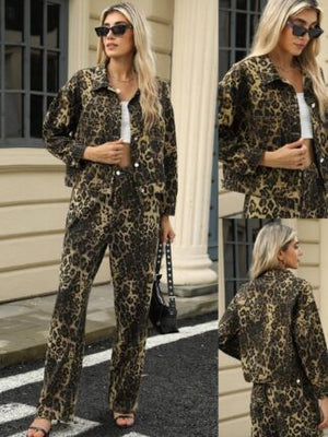 Leopard Print Flared Jeans