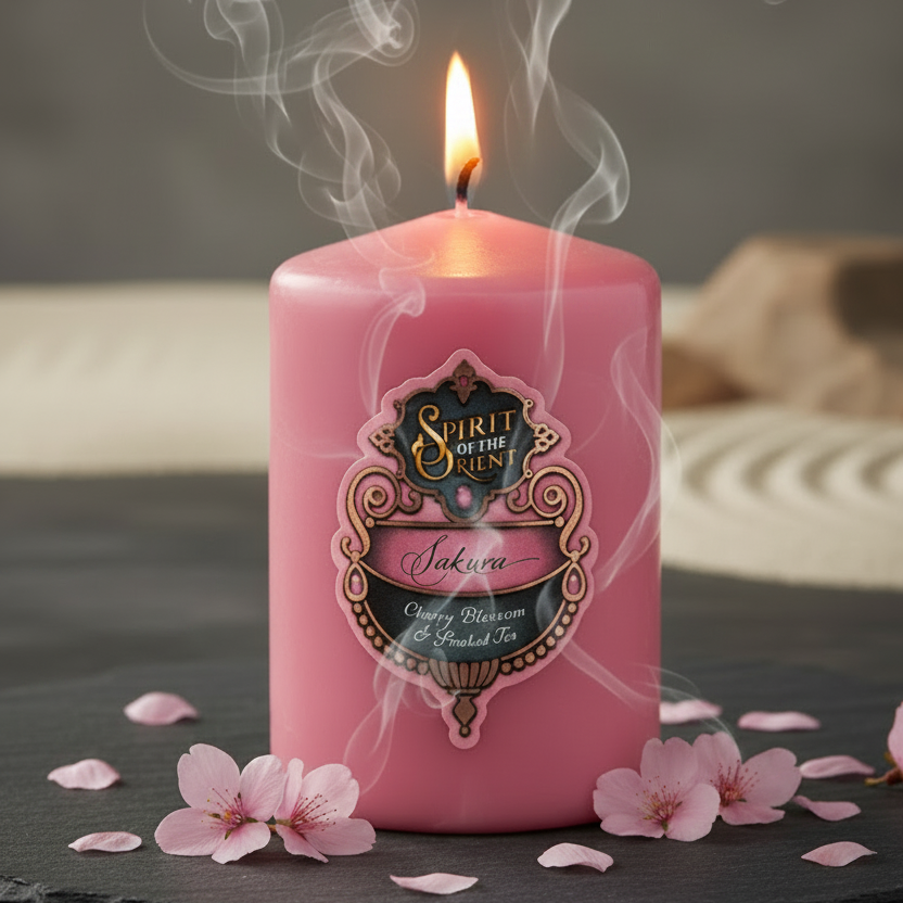 SPIRIT OF THE ORIENT PILLAR CANDLE - SAKURA