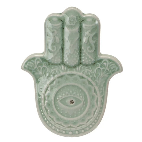 Medium Ceramic Hamsa Hand Incense Holder