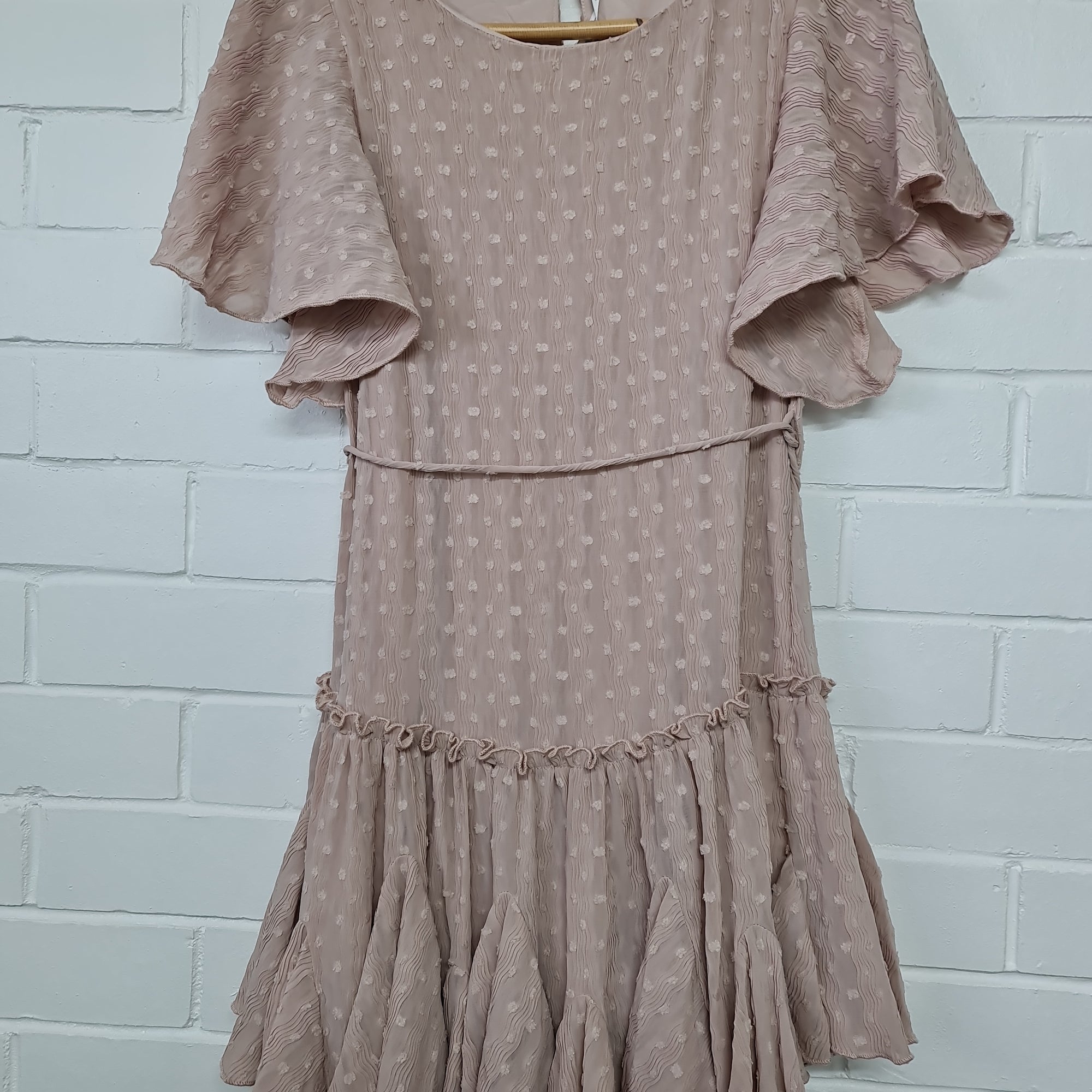 INDI MOCHA FRILLED MINI WITH TIE WAIST