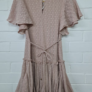 INDI MOCHA FRILLED MINI WITH TIE WAIST