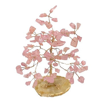 #Stone Base Rose Quartz Tree With 100 Gems