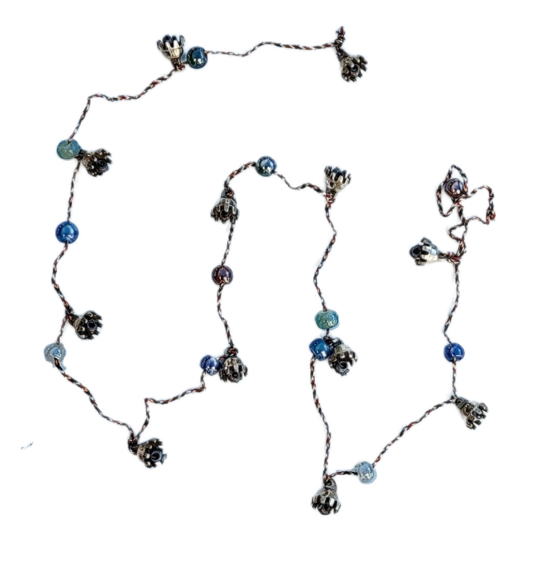 Brass Claw Bells On String with Beads