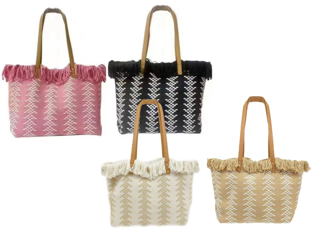 Fringed Canvas ZigZag Bag