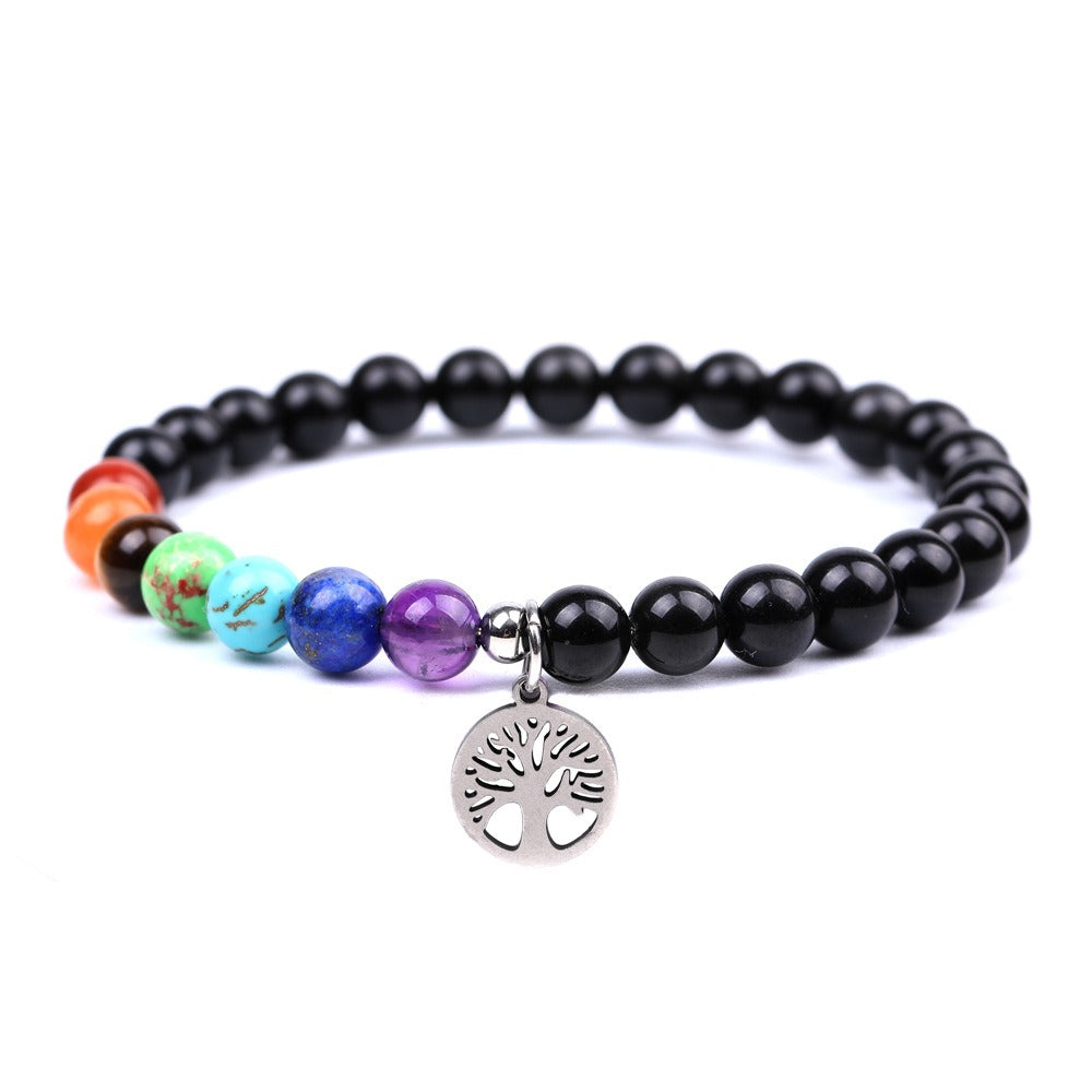7 Chakra Tree Of Life Obsidian Bracelet
