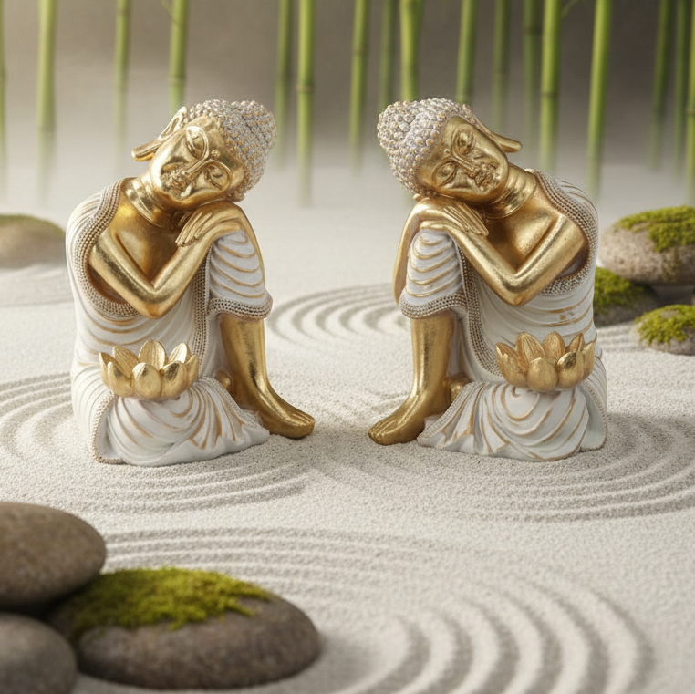24cm Sitting Buddha With Lotus Tealight Hold