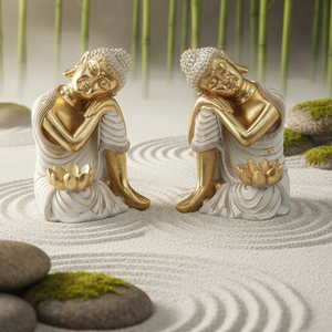 24cm Sitting Buddha With Lotus Tealight Hold