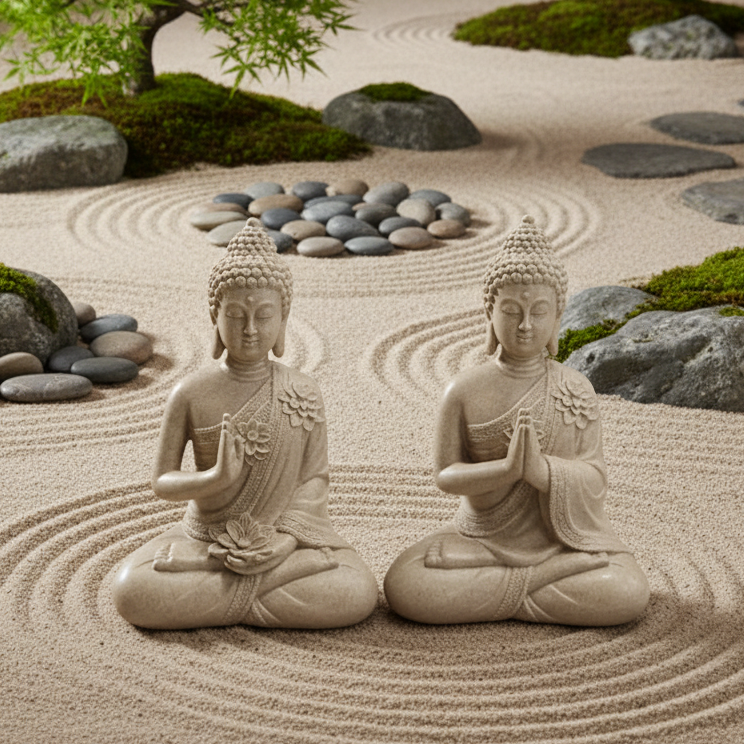 Sitting Buddha with Floral Design