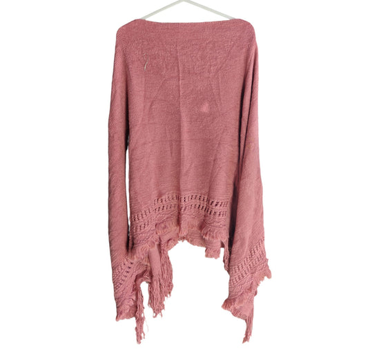 V-Neck Poncho With Tassles