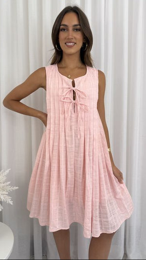 🌟SALE - Pintuck Aline Linen Look Mini Dress