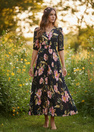 Dallas 1/2 Sleeve Maxi Dress