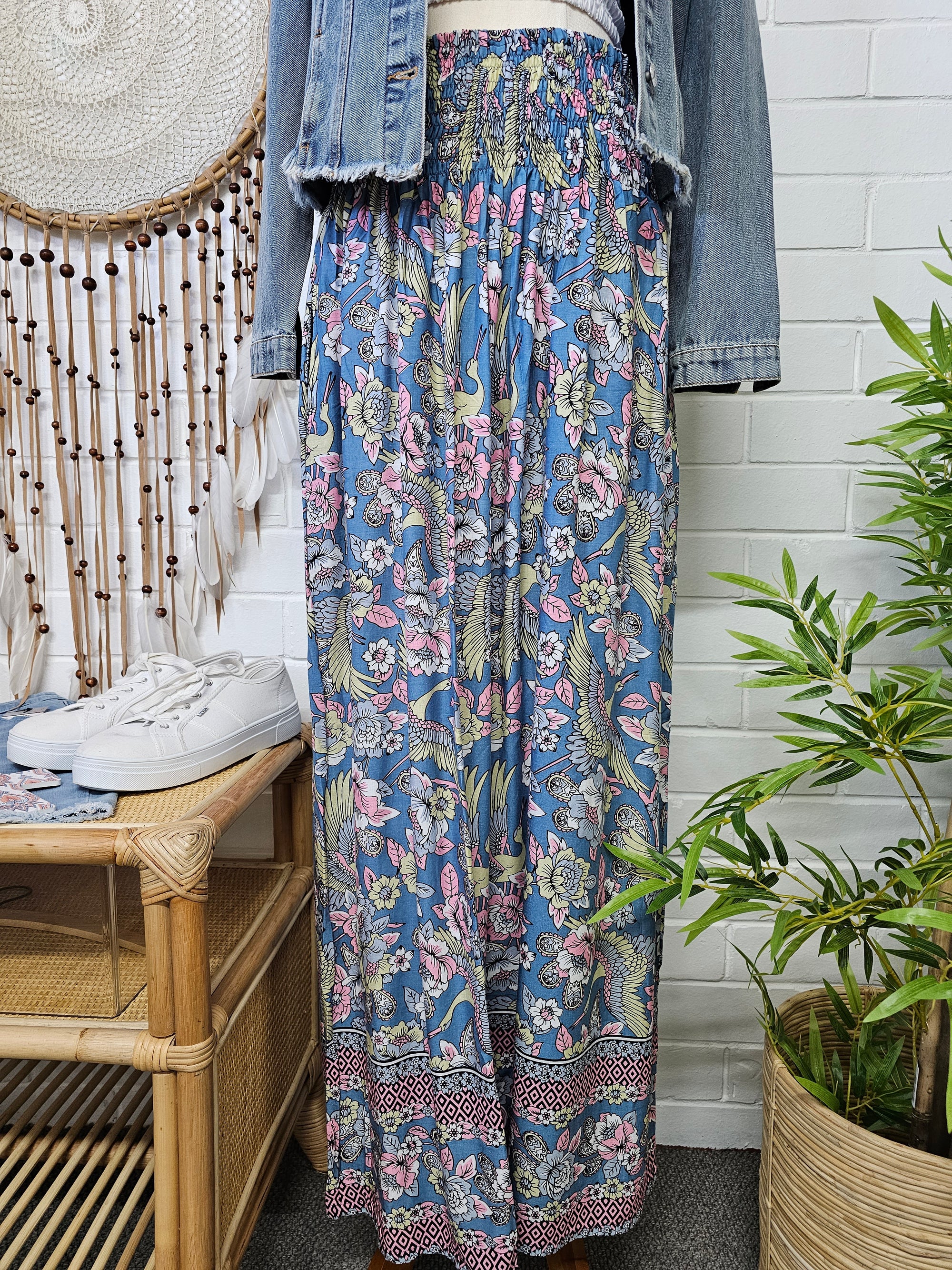 ILULUH WIDE LEG BORDER PRINT PANTS