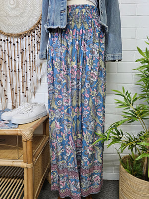 ILULUH WIDE LEG BORDER PRINT PANTS