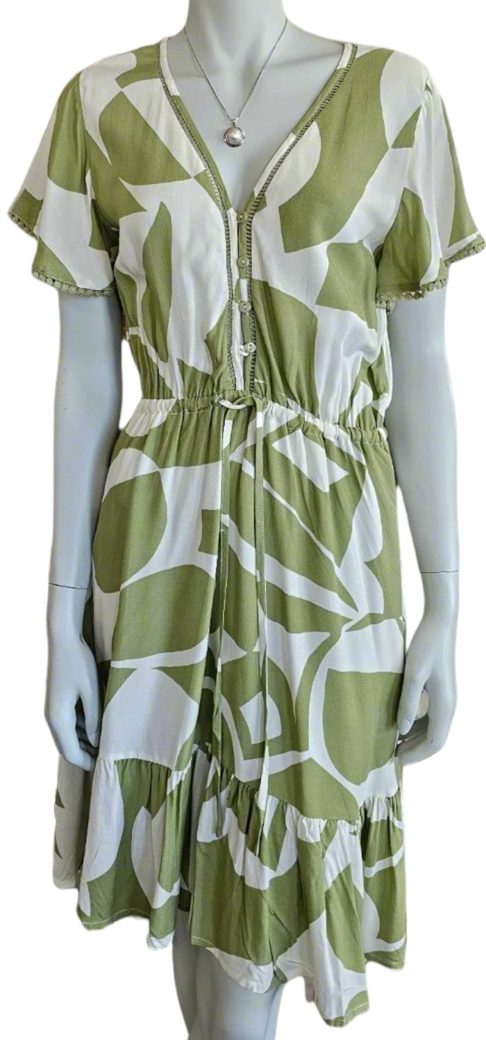 OLIVE ABSTRACT MINI DRESS