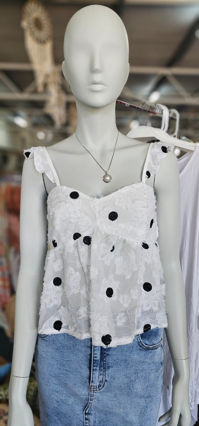 POLKA DOT STRAPPY TOP