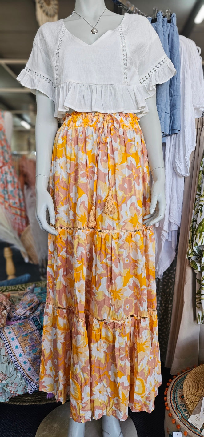 LACE INSERT MAXI SKIRT