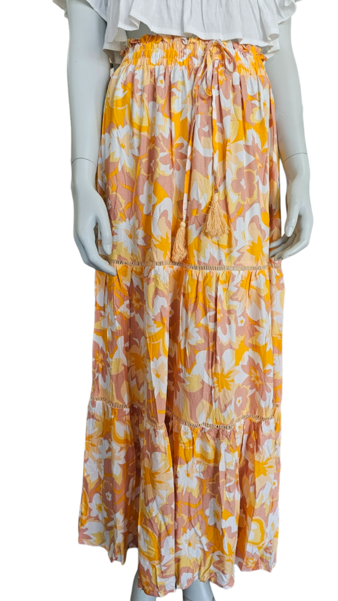 LACE INSERT MAXI SKIRT