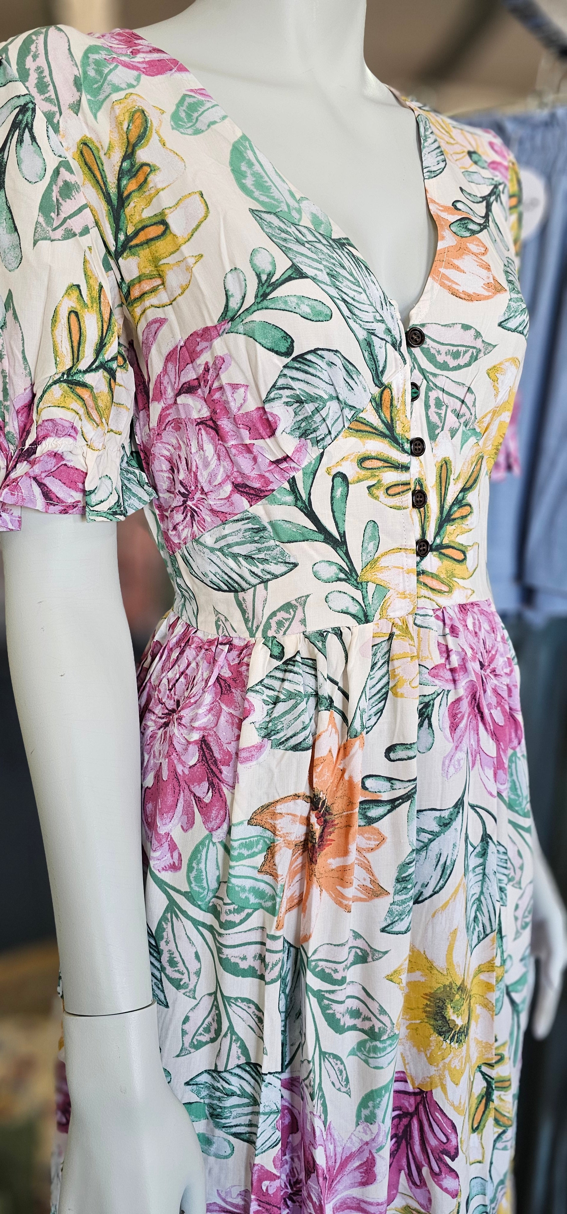 Keily Flounce Sleeve Maxi Dress