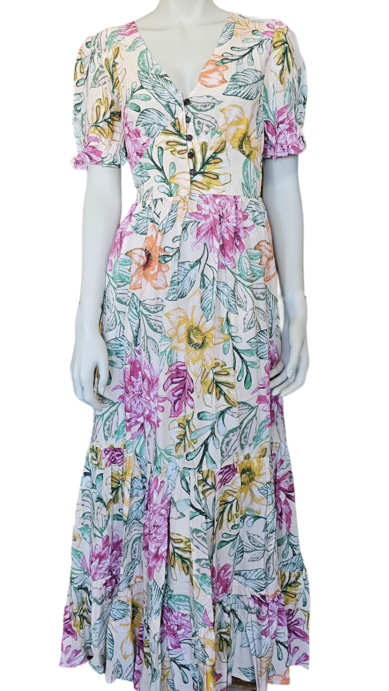 Keily Flounce Sleeve Maxi Dress