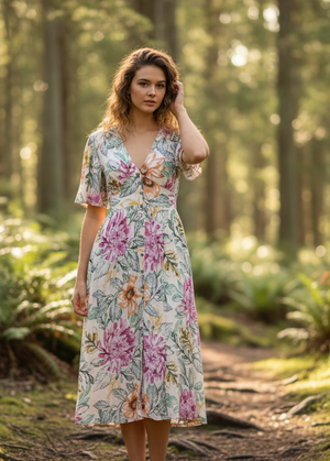 IB KEILY V-NECK MIDI DRESS