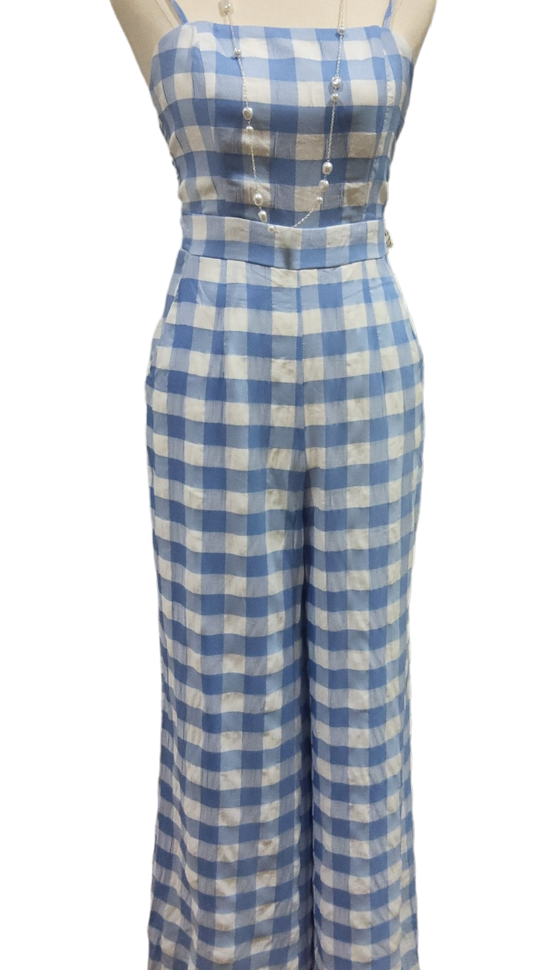 WC JUMPSUIT TIE BACK GINGHAM