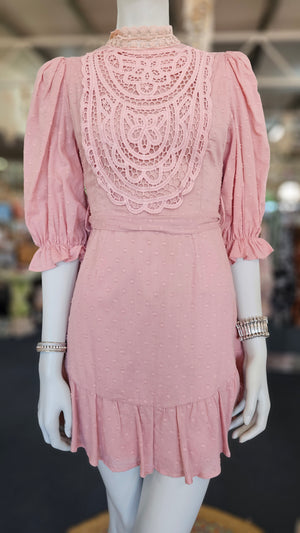 ROSE LACE HIGH COLLAR DRESS