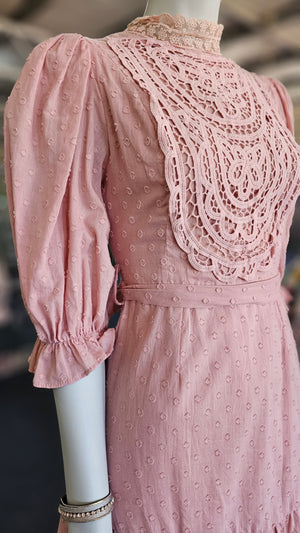 ROSE LACE HIGH COLLAR DRESS