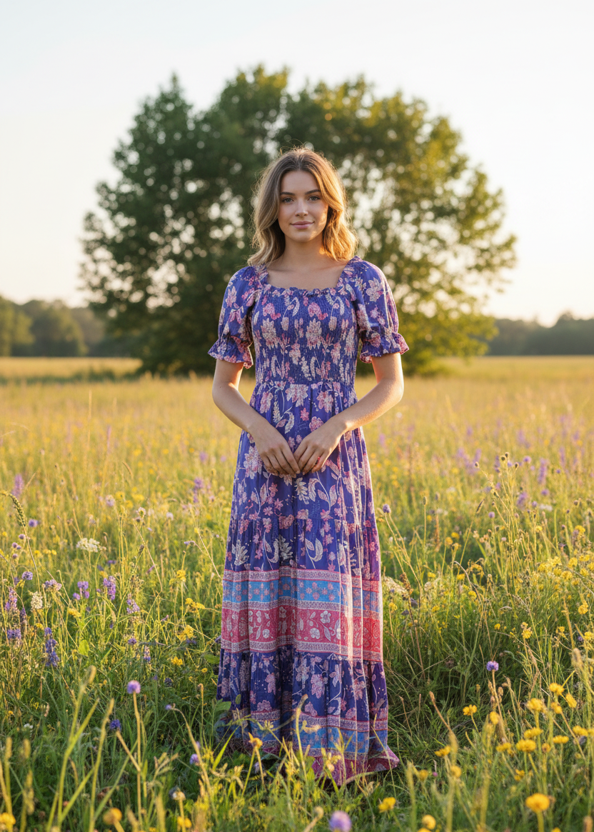 LILIBET SHIRRED MAXI DRESS