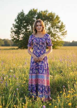 LILIBET SHIRRED MAXI DRESS