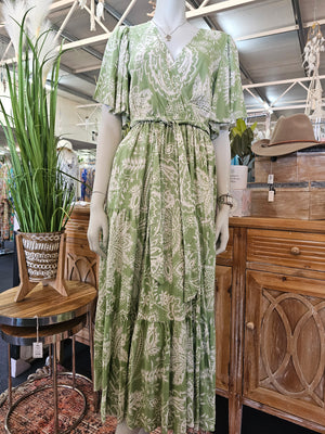 ALIANNA MIDI DRESS W/SLEEVE TIE