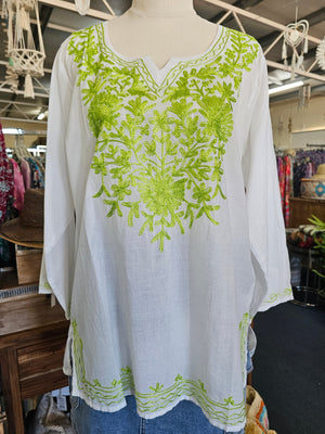 COTTON LONG SLEEVE KURTA WITH EMBROIDERY