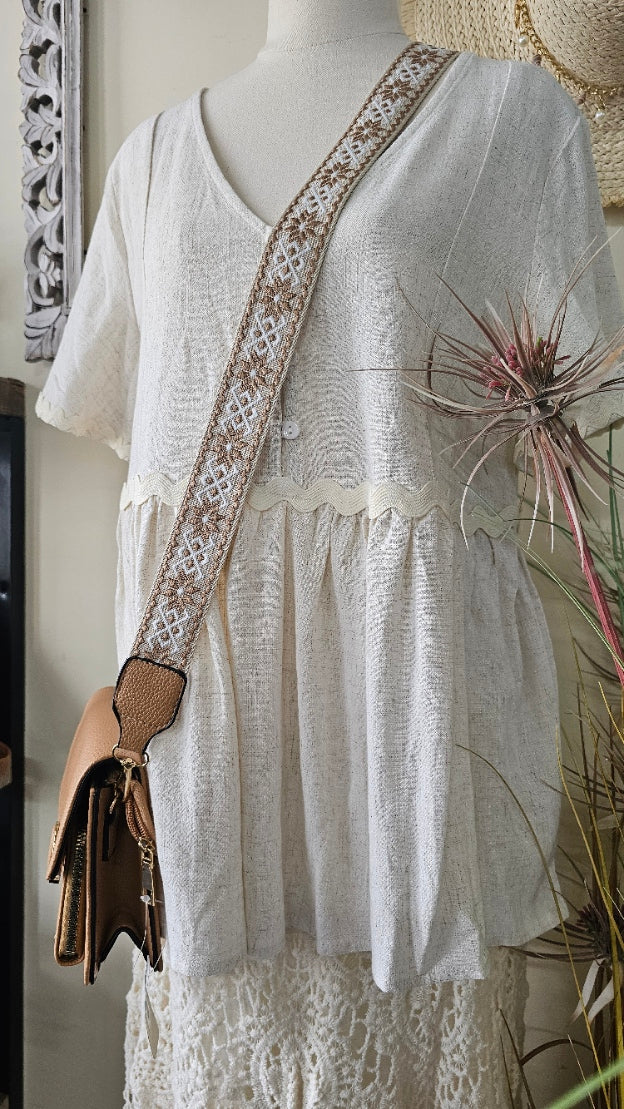 Helena Baby Doll Top with Ric Rac Trim