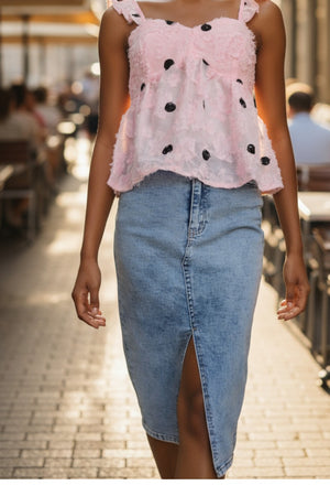 Acid Wash Long Denim Skirt