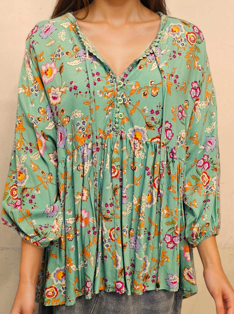 Andrea Babydoll 3/4 Sleeve Top