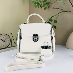 #Small Satchel Handbag With Mini Handbag Keychain