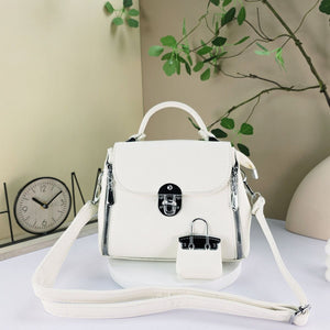 #Small Satchel Handbag With Mini Handbag Keychain