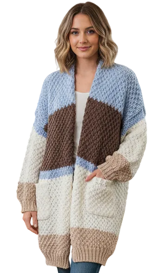 #Olwen Puff Knit Long Cardigan